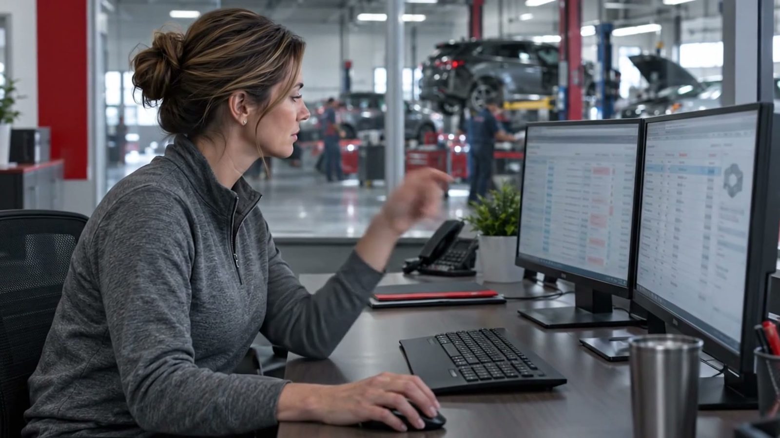 Insurance adjuster reviewing a headlight repair estimate