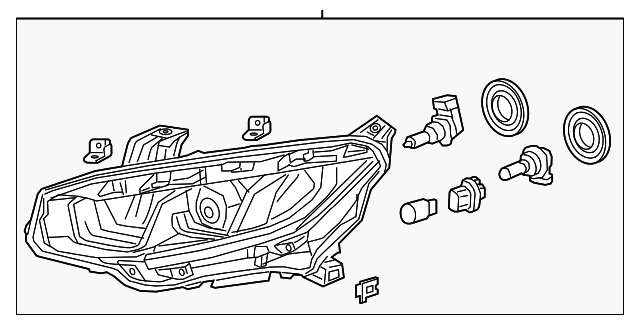 2016-2019 Honda Civic Driver Side Halogen Headlight Assembly - Honda OEM #33150-TBA-A01